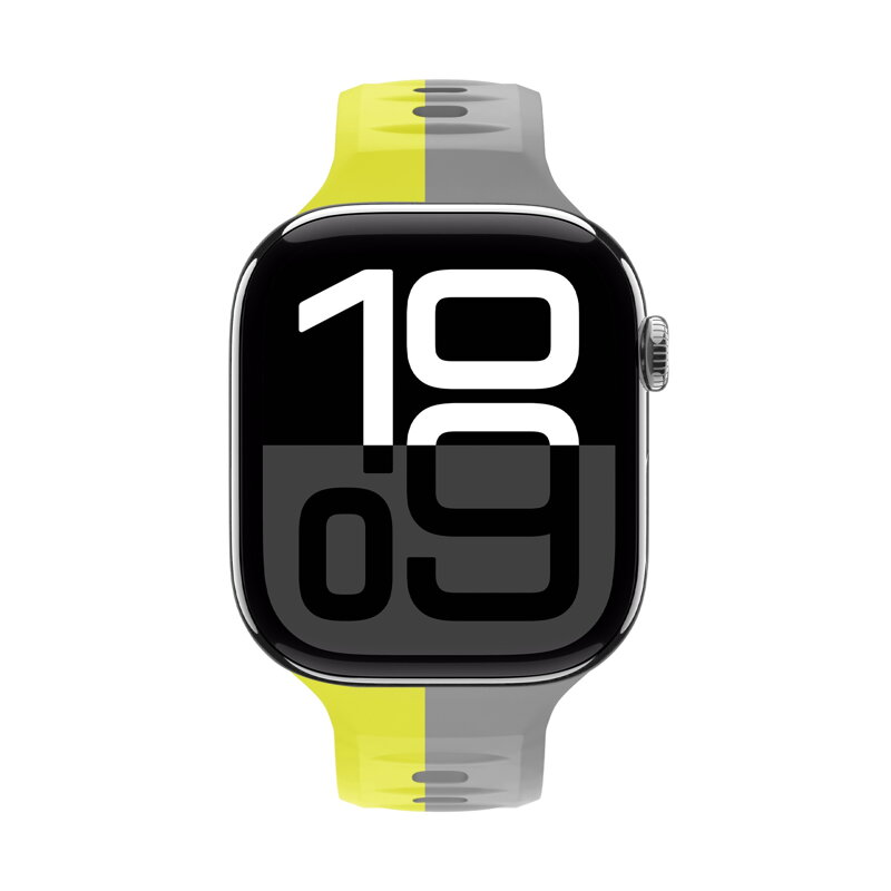 Cubenest Prémiový sportovní řemínek na Apple Watch žluto-šedý