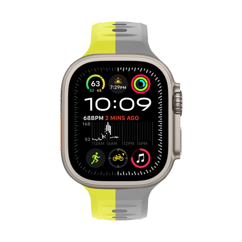 Cubenest Prémiový sportovní řemínek na Apple Watch žluto-šedý