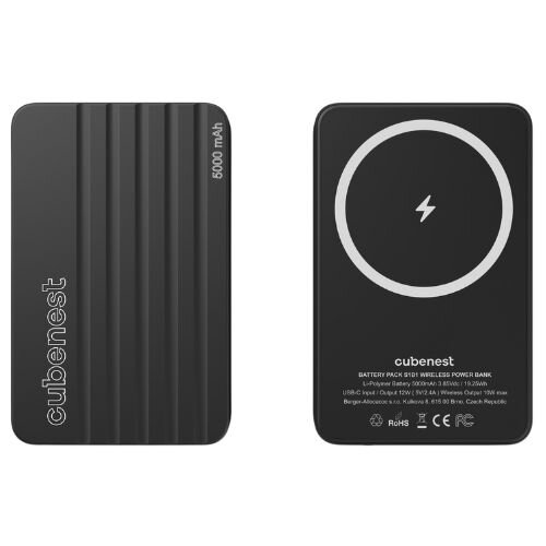 Cubenest Magnetická bezdrátová powerbanka 5000 mAh S1B1 černá