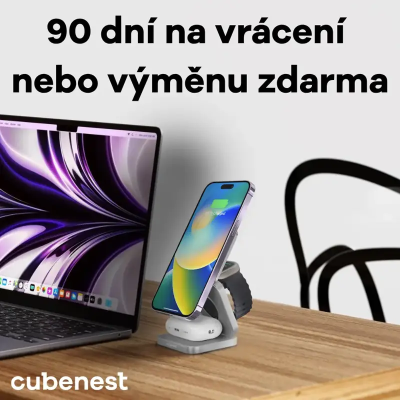 Cubenest 3v1 Skládací bezdrátová magnetická nabíječka S312 Pro černá