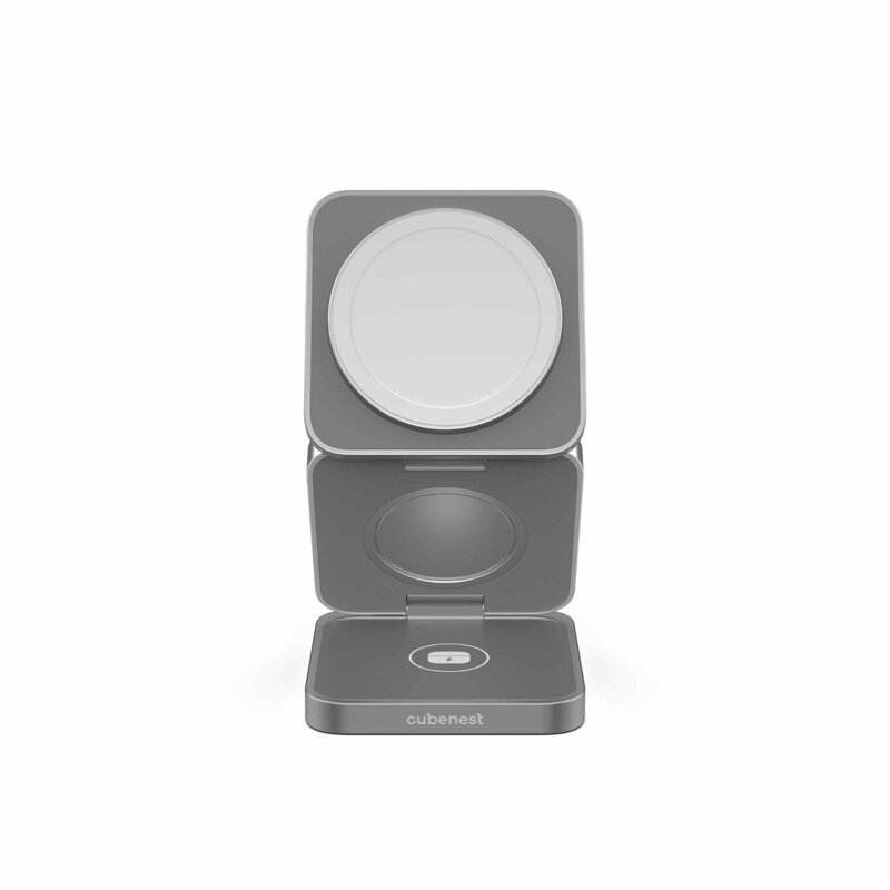 Cubenest 3v1 Skládací bezdrátová magnetická nabíječka S312 Pro šedá