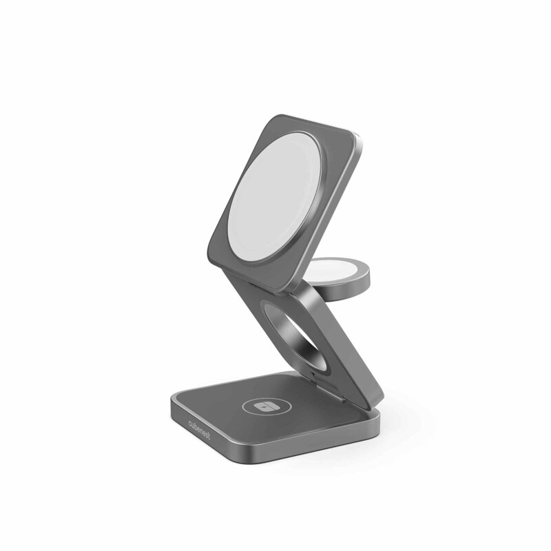 Cubenest 3v1 Skládací bezdrátová magnetická nabíječka S312 Pro šedá