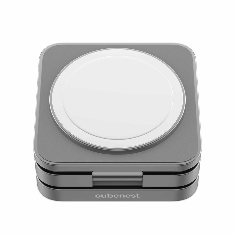 Cubenest 3v1 Skládací bezdrátová magnetická nabíječka S312 Pro šedá