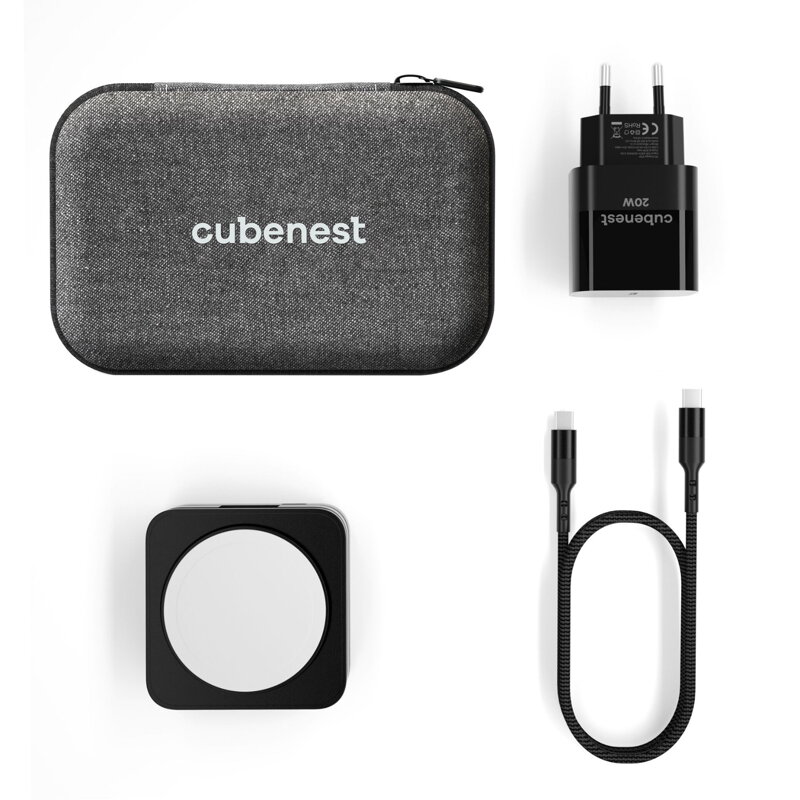 Cubenest 3v1 Skládací bezdrátová magnetická nabíječka S312 Pro černá
