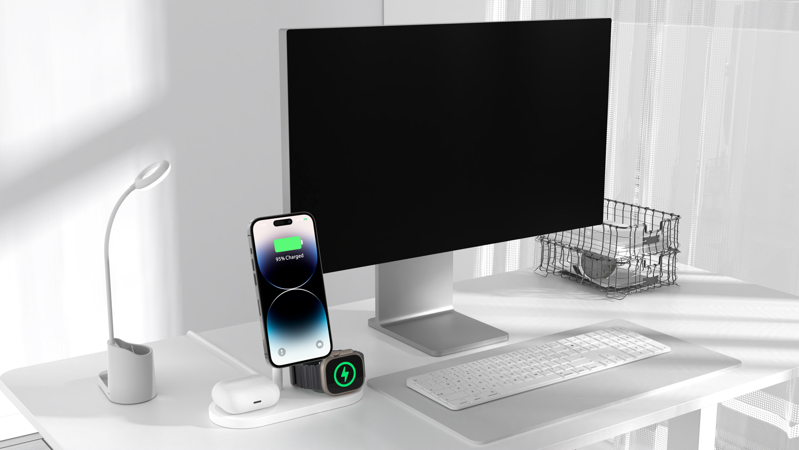 Cubenest 3v1 Bezdrátová magnetická nabíječka S313 Pro bílá