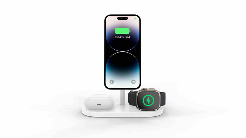 Cubenest 3v1 Bezdrátová magnetická nabíječka S313 Pro bílá