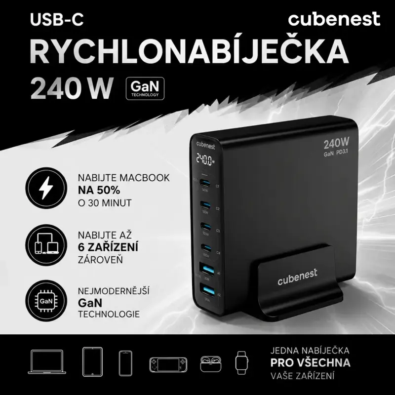 Cubenest PD GaN Adaptér 240W S6D0