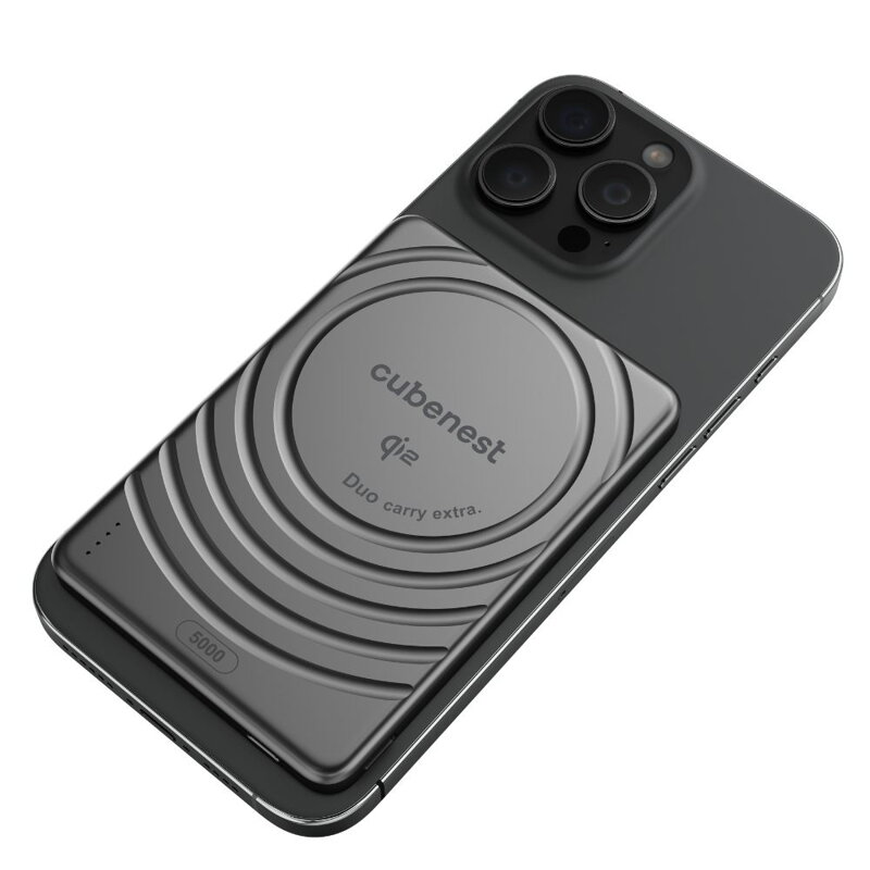 Cubenest Qi2 Magnetická bezdrátová powerbanka SlimDual 5000 mAh SQ1B3D černá