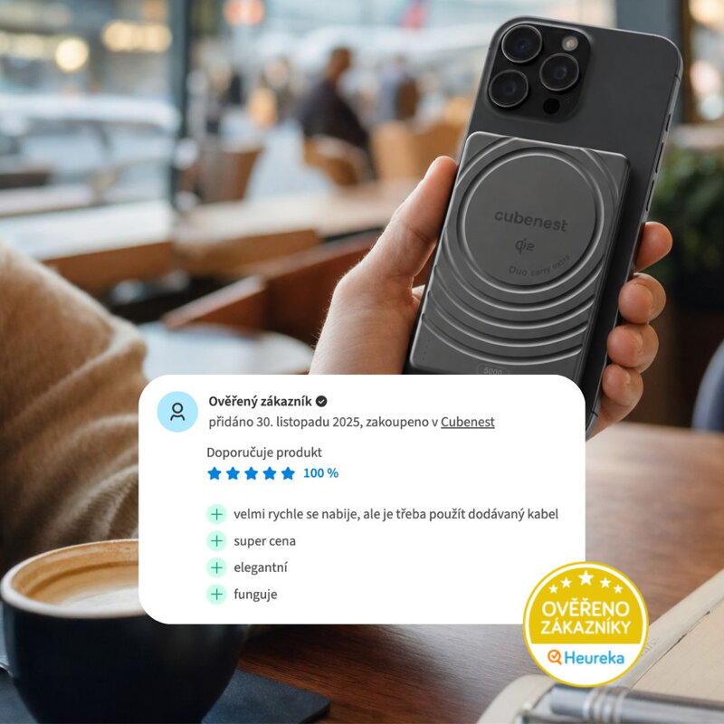 Cubenest Qi2 Magnetická bezdrátová powerbanka SlimDual 5000 mAh SQ1B3D černá