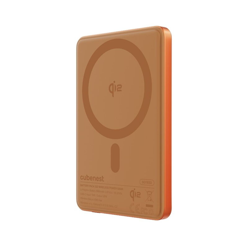 Cubenest Qi2 Magnetická bezdrátová powerbanka SlimDual 5000 mAh SQ1B3D oranžová