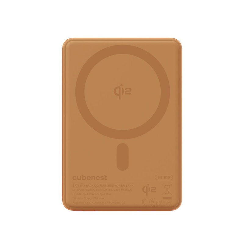 Cubenest Qi2 Magnetická bezdrátová powerbanka SlimDual 5000 mAh SQ1B3D oranžová
