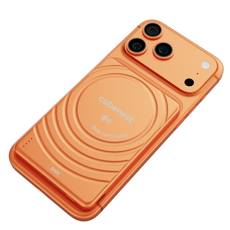 Cubenest Qi2 Magnetická bezdrátová powerbanka SlimDual 5000 mAh SQ1B3D oranžová