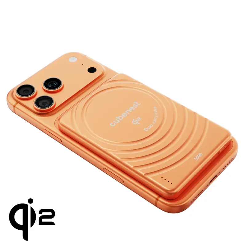 Cubenest Qi2 Magnetická bezdrátová powerbanka SlimDual 5000 mAh SQ1B3D oranžová