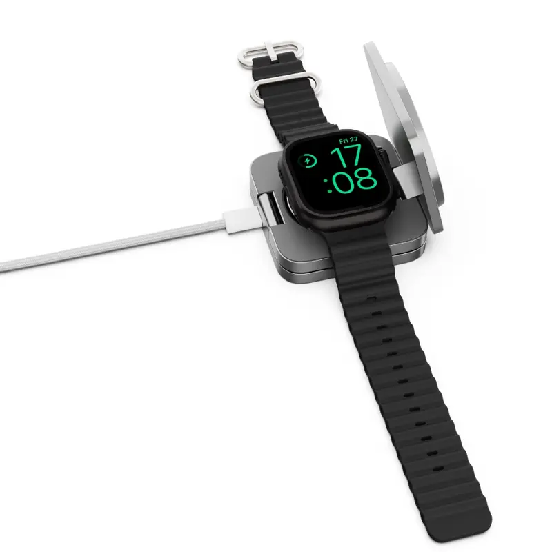 Cubenest 3v1 Qi2.2 Skládací bezdrátová magnetická nabíječka SQ312 Ultra šedá