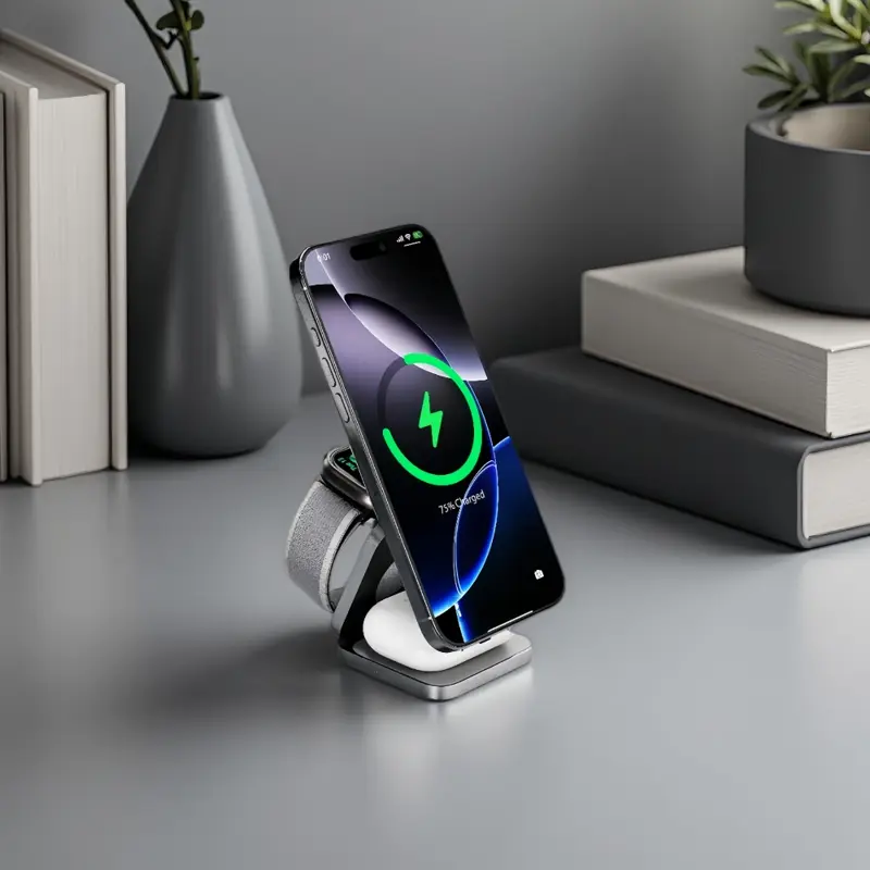 Cubenest 3v1 Qi2.2 Skládací bezdrátová magnetická nabíječka SQ312 Ultra šedá