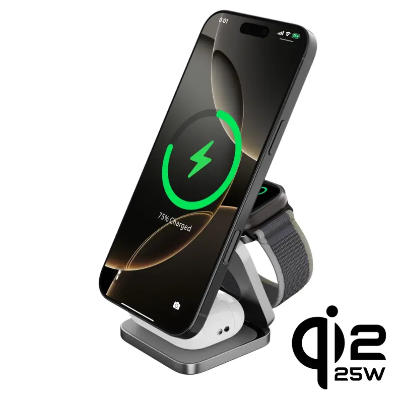 Cubenest 3v1 Qi2.2 Skládací bezdrátová magnetická nabíječka SQ312 Ultra