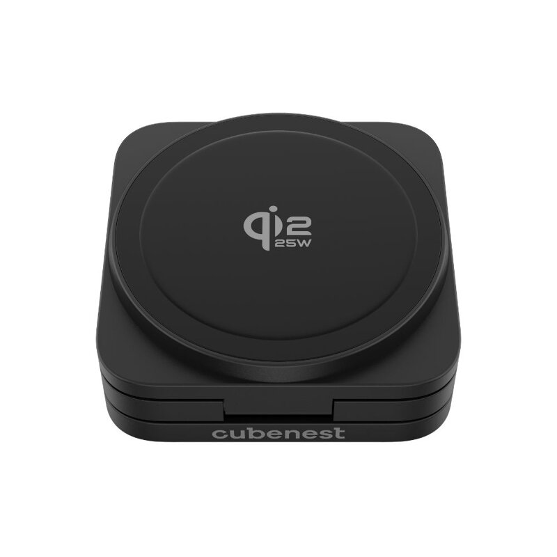 Cubenest 3v1 Qi2.2 Skládací bezdrátová magnetická nabíječka SQ312 Ultra černá