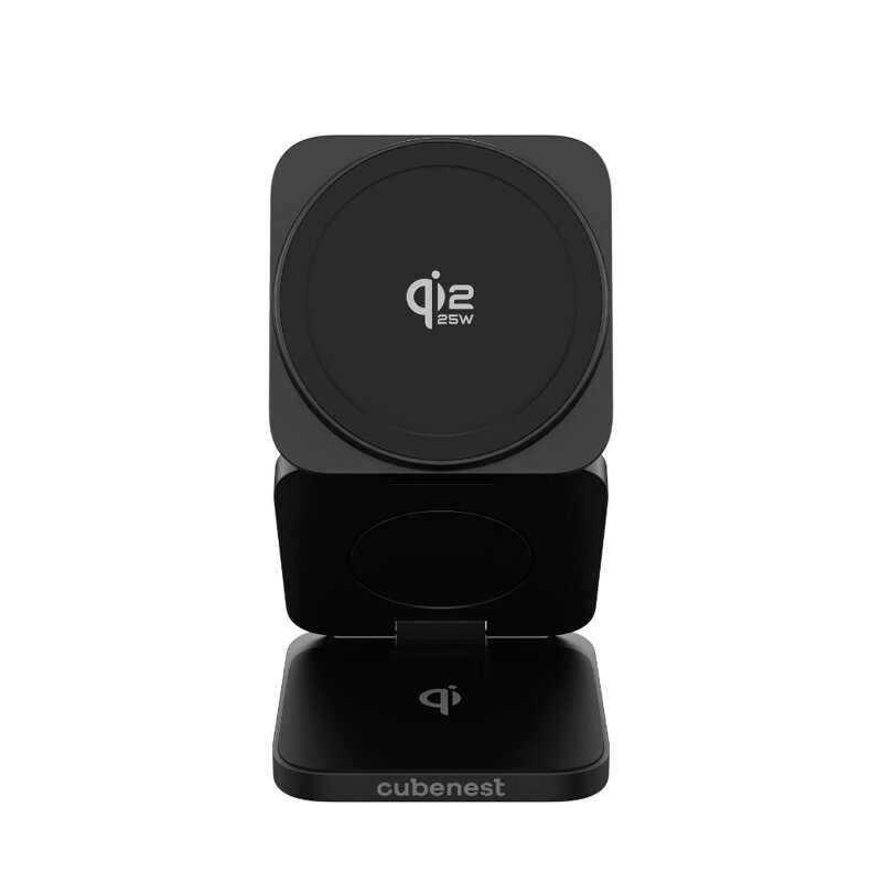 Cubenest 3v1 Qi2.2 Skládací bezdrátová magnetická nabíječka SQ312 Ultra černá