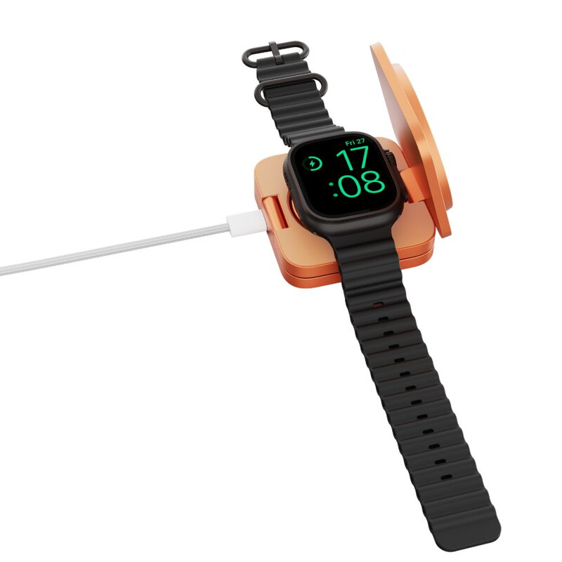 Cubenest 3v1 Qi2.2 Skládací bezdrátová magnetická nabíječka SQ312 Ultra oranžová