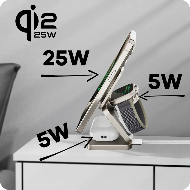 Qi2.2 Skládací MagSafe nabíječka 3v1 Qi2.2 Skládací MagSafe nabíječka 3v1