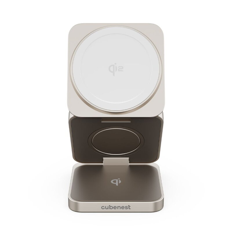 Cubenest 3v1 Qi2 Skládací bezdrátová magnetická nabíječka SQ312 Pro titanová