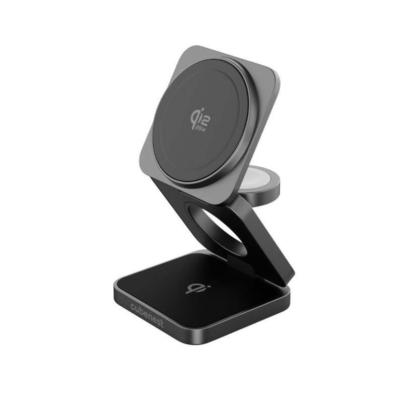 Cubenest 3v1 Qi2.2 Skládací bezdrátová magnetická nabíječka SQ312 Pro černá