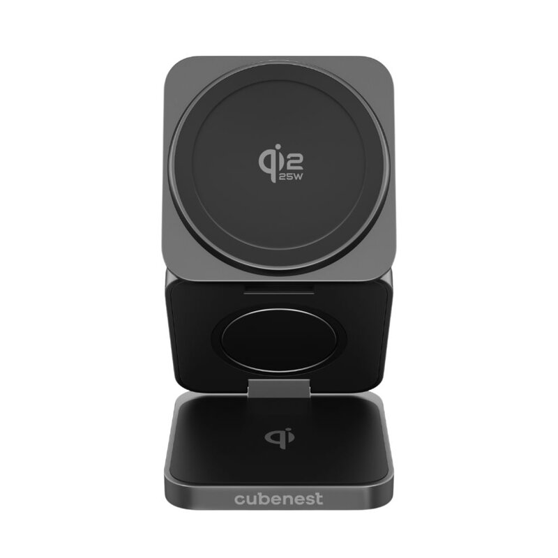 Cubenest 3v1 Qi2.2 Skládací bezdrátová magnetická nabíječka SQ312 Pro černá