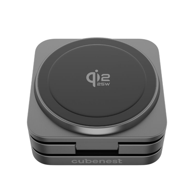 Cubenest 3v1 Qi2.2 Skládací bezdrátová magnetická nabíječka SQ312 Pro černá