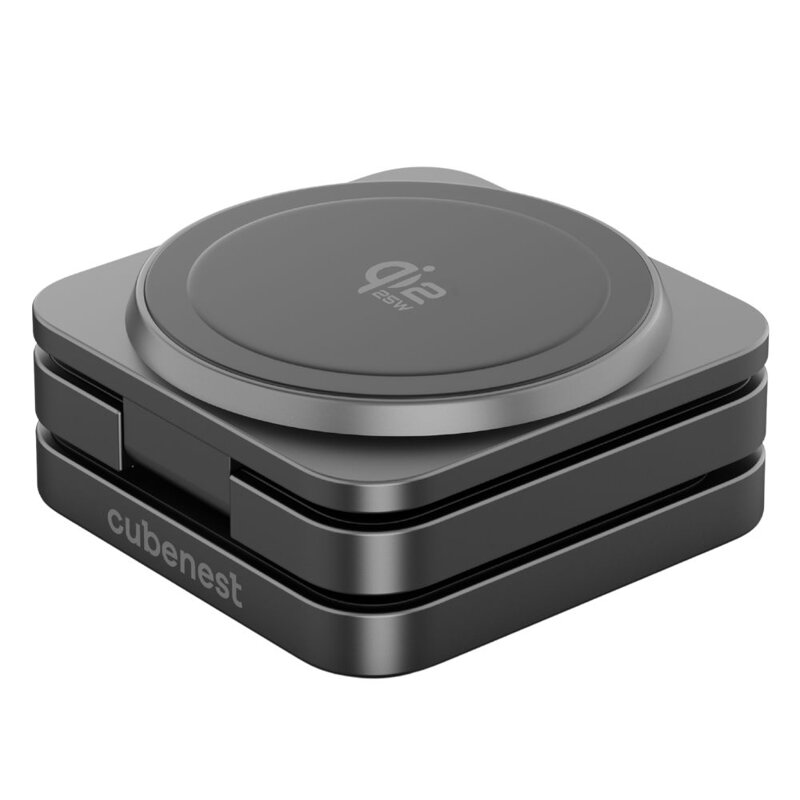 Cubenest 3v1 Qi2.2 Skládací bezdrátová magnetická nabíječka SQ312 Pro černá