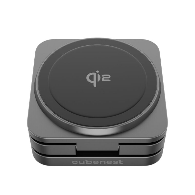 Cubenest 3v1 Qi2 Skládací bezdrátová magnetická nabíječka SQ312 Pro černá