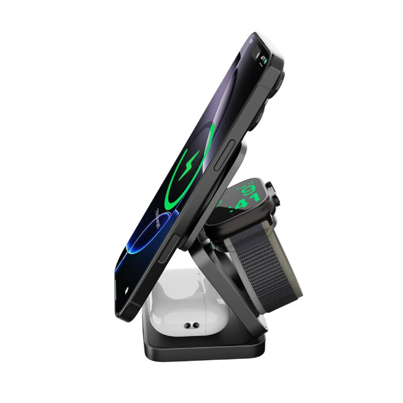 Cubenest 3v1 Qi2.2 Skládací bezdrátová magnetická nabíječka SQ312 Pro černá