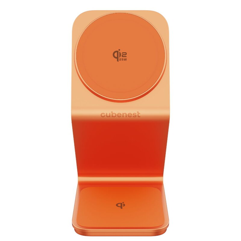 Cubenest 3v1 Qi2.2 Bezdrátová magnetická nabíječka SQ314 oranžová