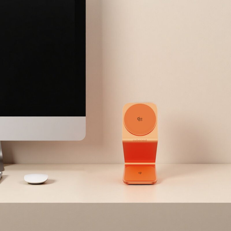 Cubenest 3v1 Qi2.2 Bezdrátová magnetická nabíječka SQ314 oranžová