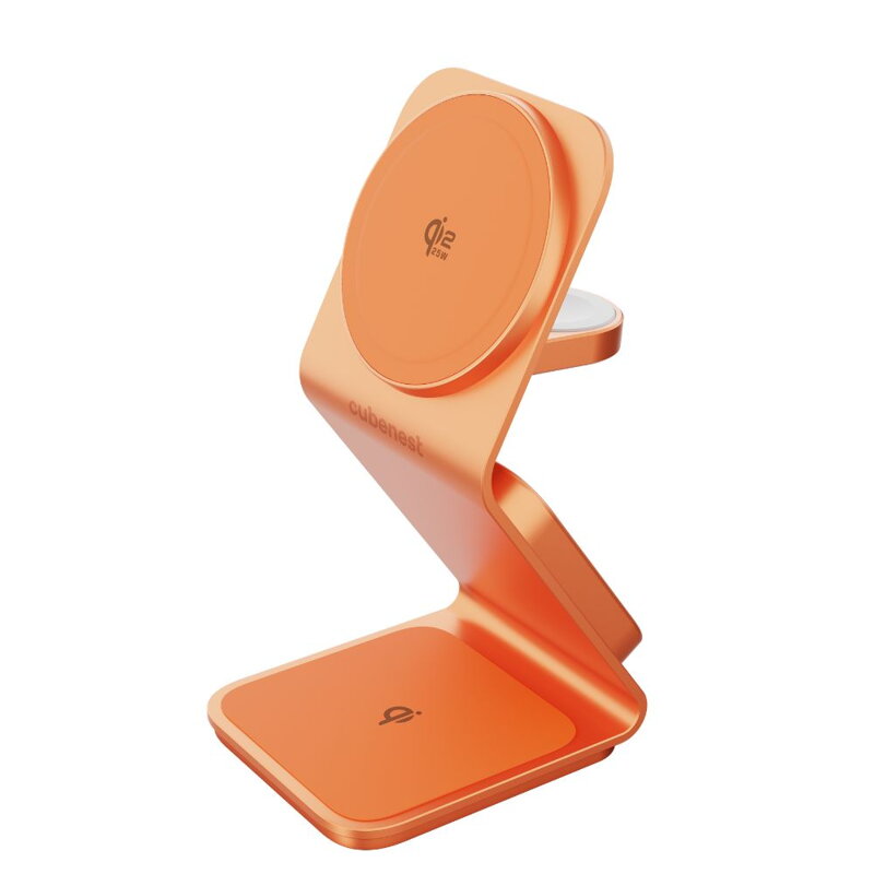Cubenest 3v1 Qi2.2 Bezdrátová magnetická nabíječka SQ314 oranžová