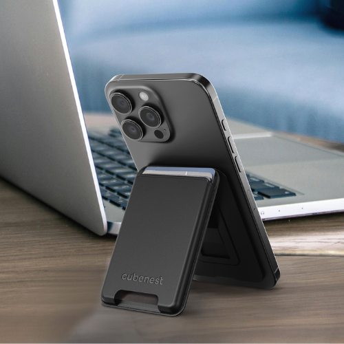 Cubenest Prémiová magnetická peněženka a stojan WT01S černá