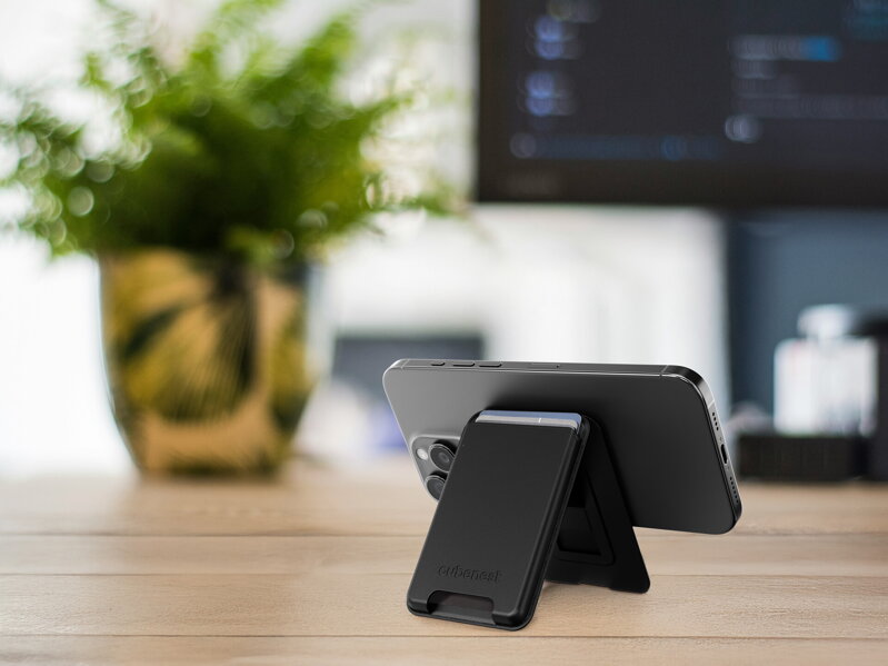 Cubenest Prémiová magnetická peněženka a stojan WT01S černá