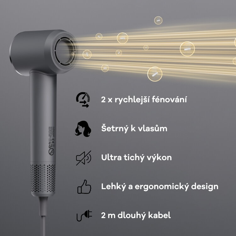 Cubenest Fén na vlasy SwiftDry SDHD01 šedý 