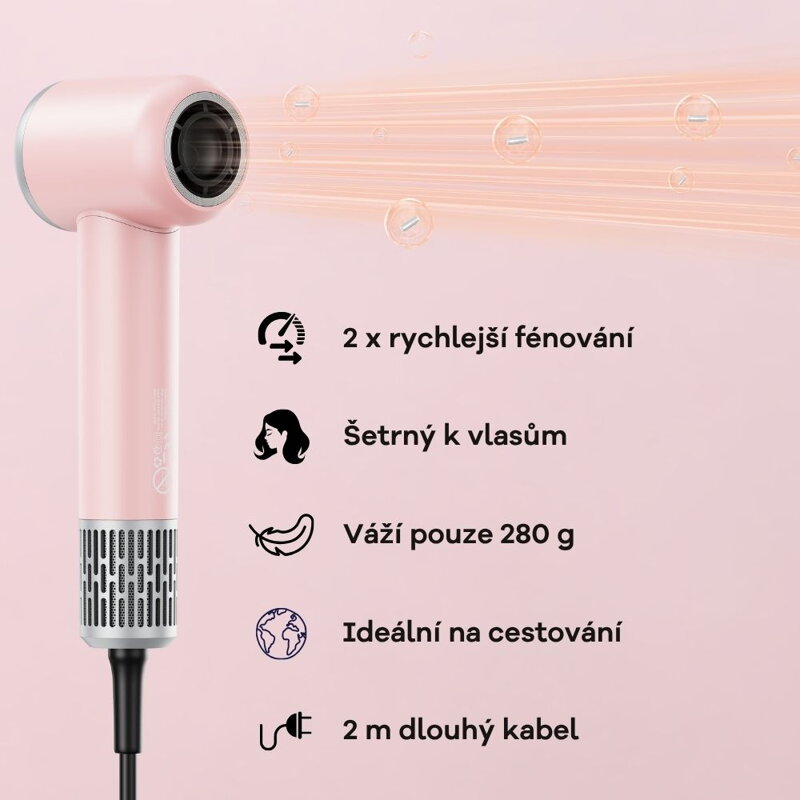 Cubenest Fén na vlasy mini SwiftDry SDHD02 růžový 