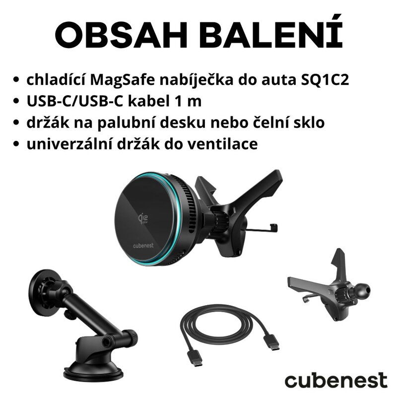 Cubenest Qi2.2 Chladící magnetická bezdrátová nabíječka do auta SQ1C2