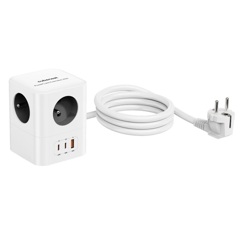 Cubenest PowerCube Extended USB A+C PD 30 W 1,5 m šedá