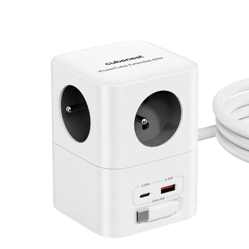 Cubenest PowerCube Extended USB A+C PD 65 W USB-C kabel 1,5 m