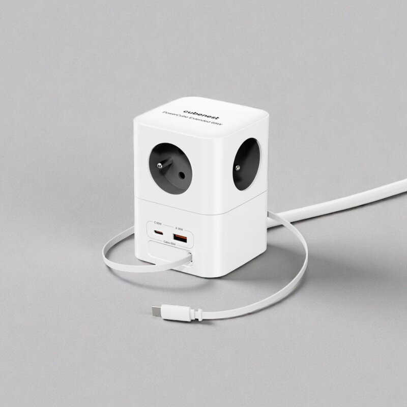 Cubenest PowerCube Extended USB A+C PD 65 W USB-C kabel 1,5 m