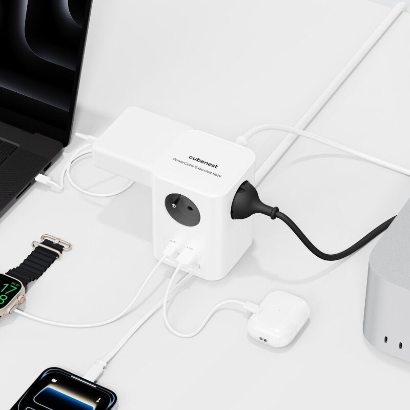 Cubenest PowerCube Extended USB A+C PD 65 W USB-C kabel 1,5 m