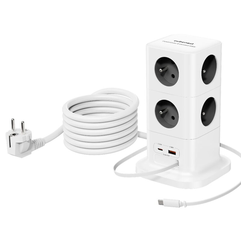 Cubenest PowerCube Extended USB A+C PD 65 W 8xAC USB-C kabel 1,5 m