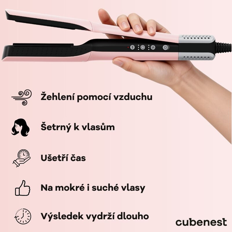 Cubenest Horkovzdušná žehlička na vlasy SwiftDry SDHS01 růžová 